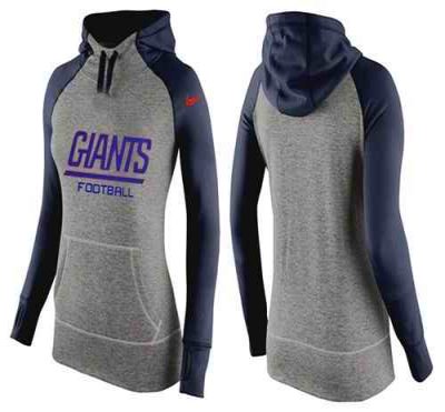 Women's Nike New York Giants Performance Hoodie Grey & Dark Blue