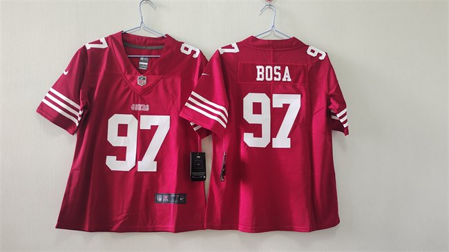 Women's San Francisco 49ers #97 Nick Bosa Red Vapor Stitched Jersey(Run Small)