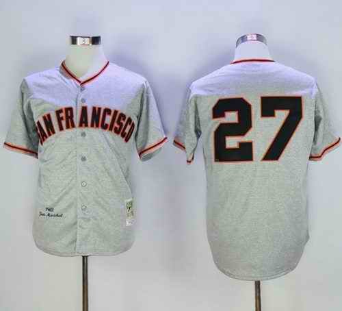 Mitchell And Ness 1962 Giants #27 Juan Marichal Grey Stitched Throwback MLB Jersey