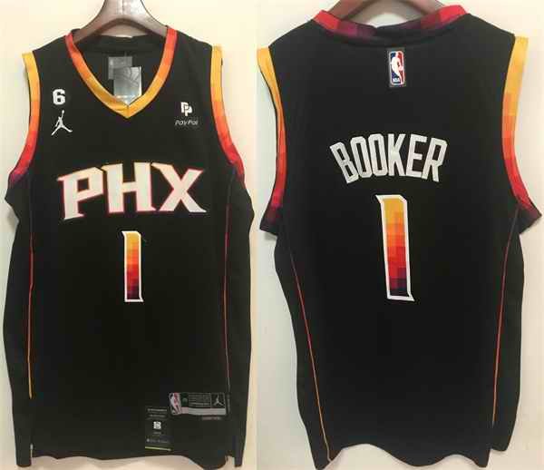 Men's Phoenix Suns #1 Devin Booker Black Stitched Basketball Jersey