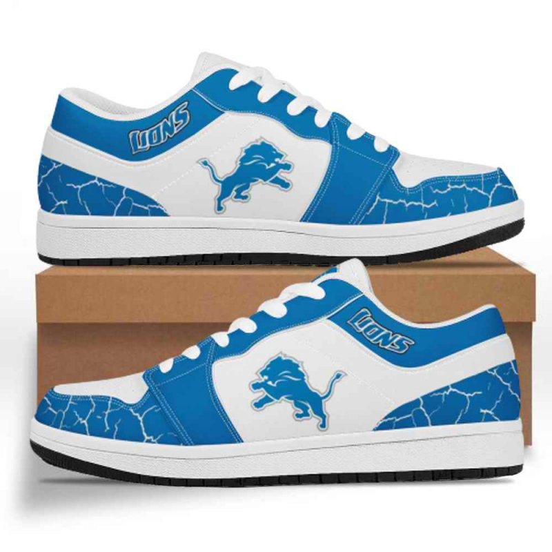 Men's Detroit Lions Low Top Leather AJ1 Sneakers 001