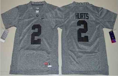 Crimson Tide #2 Jalen Hurts Gridiron Gray Limited Stitched Youth NCAA Jersey