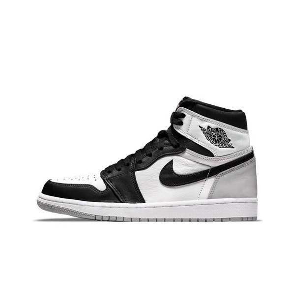 Women's Running Weapon Air Jordan 1 Black/White/Grey Shoes 0180