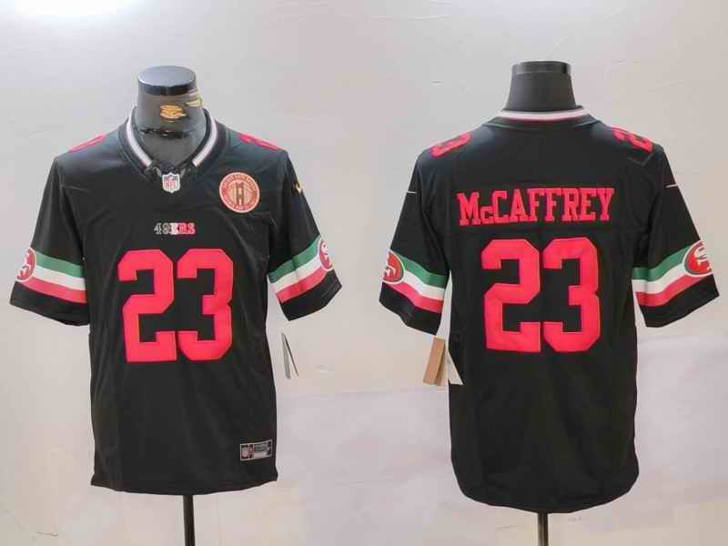 Men's San Francisco 49ers #23 Christian McCaffrey Black F.U.S.E. Mexico With Gate Bridge Patch Vapor Limited Stitched Football Jersey