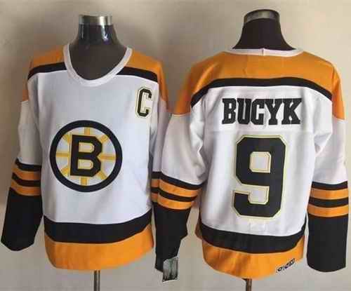 Bruins #9 Johnny Bucyk Yellow/White CCM Throwback Stitched NHL Jersey