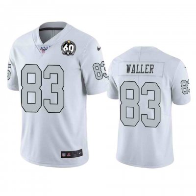 Men's Oakland Raiders #83 Darren Waller White 100th Season with 60 Patch Color Rush Limited Stitched NFL Jersey