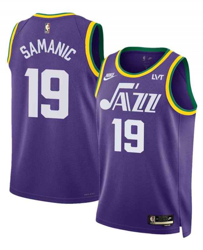 Men's Utah Jazz #19 Luka Samanic Purple 2023 Classic Edition Stitched Basketball Jersey