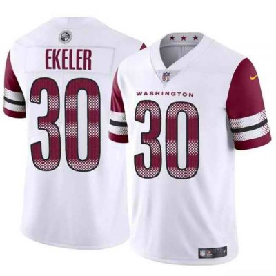 Men's Washington Commanders #30 Austin Ekeler White Vapor Limited Stitched Football Jersey