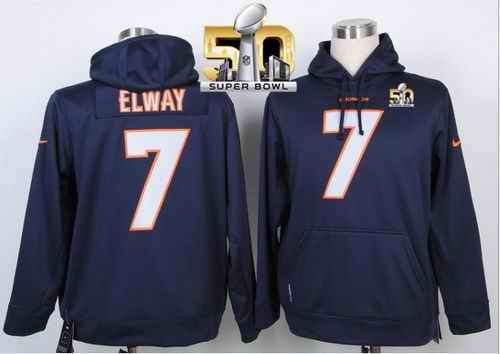 Denver Broncos #7 John Elway Blue Super Bowl 50 Pullover Hoodie