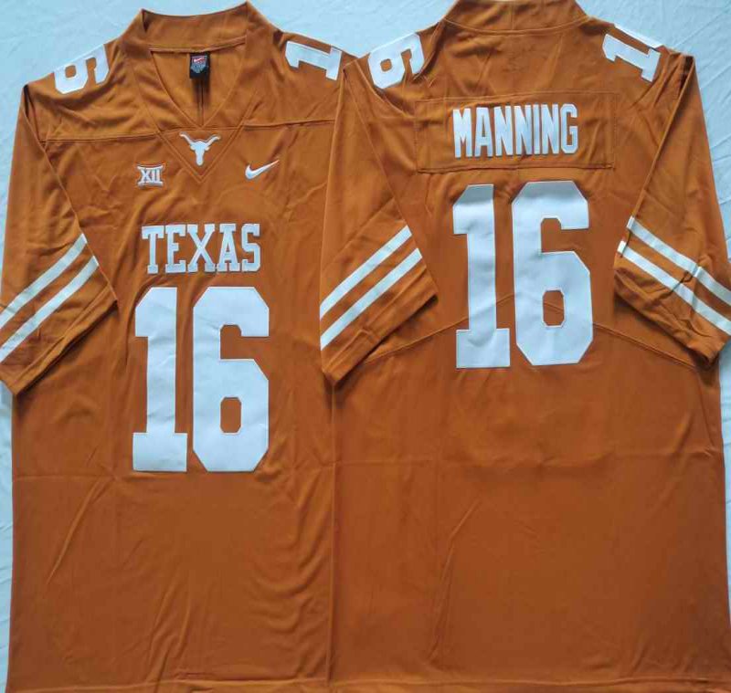 Men's Texas Longhorns #16 Arch Manning Orange Stitched Jersey