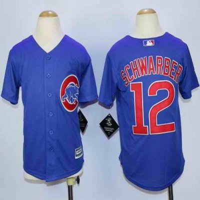 Cubs #12 Kyle Schwarber Blue Cool Base Stitched Youth MLB Jersey