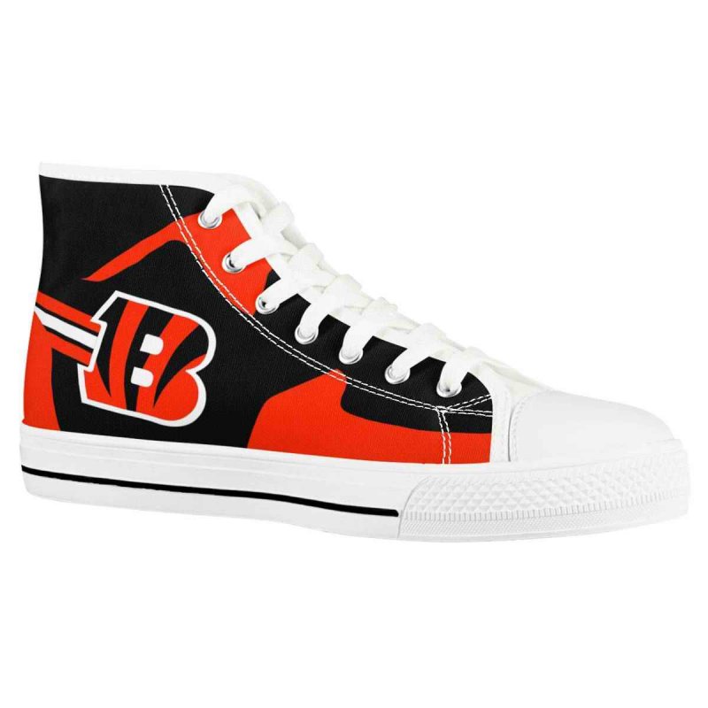 Women's Cincinnati Bengals High Top Canvas Sneakers 003