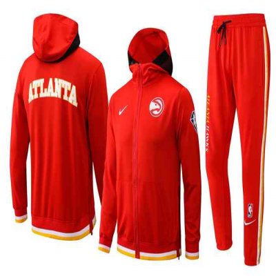 Men's Atlanta Hawks 75th Anniversary Red Performance Showtime Full-Zip Hoodie Jacket And Pants   Suit