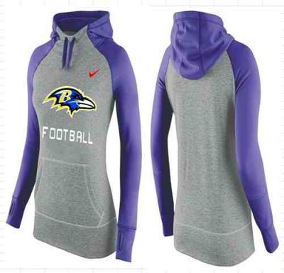 Women's Nike Baltimore Ravens Performance Hoodie Grey & Purple_1