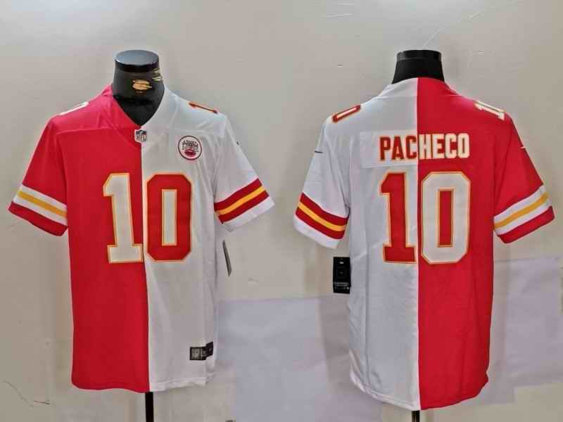 Men's Kansas City Chiefs #10 Isiah Pacheco Red/White Split Vapor Limited Stitched Jersey