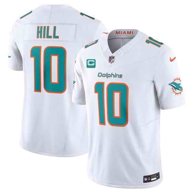 Men's Miami Dolphins #10 Tyreek Hill White 2024 F.U.S.E With 3-Star C Patch Vapor Limited Stitched Football Jersey