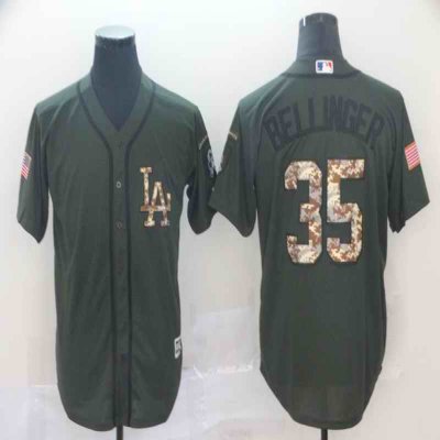 Men's Los Angeles Dodgers #35 Cody Bellinger Green Salute To Service Cool Base Stitched MLB Jersey