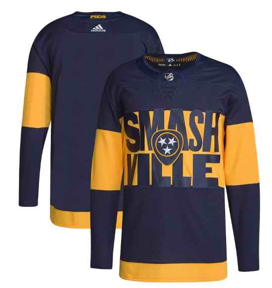 Men's Nashville Predators Blank 2022 Navy Stadium Series Breakaway Player Stitched Jersey