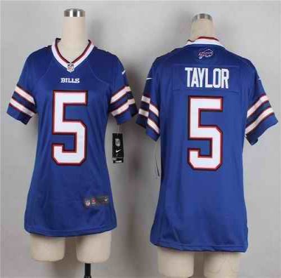 Nike Bills #5 Tyrod Taylor Royal Blue Team Color Women's Stitched NFL Elite Jersey