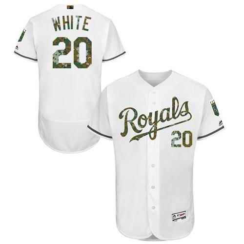 Royals #20 Frank White White Flexbase Authentic Collection 2016 Memorial Day Stitched MLB Jersey