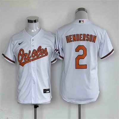 Youth Baltimore Orioles  #2 Gunnar Henderson White Stitched Baseball Jersey