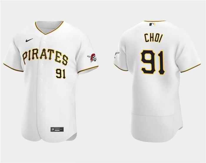 Men's Pittsburgh Pirates #91 Ji Man Choi White Flex Base Stitched Baseball Jersey