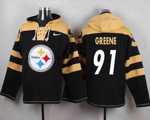 Nike Steelers #91 Kevin Greene Black Player Pullover NFL Hoodie