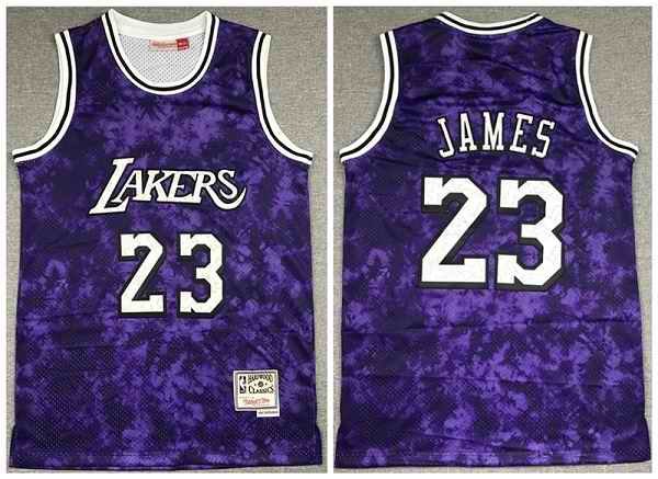 Men's Los Angeles Lakers #23 LeBron James Purple Stitched Jersey