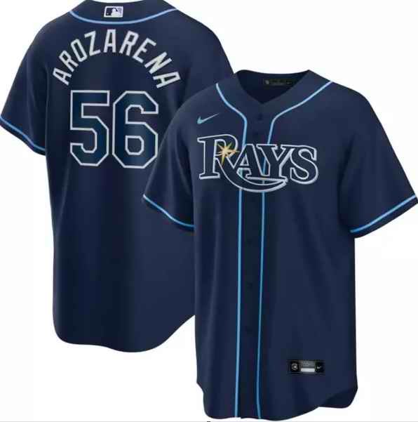 Men's Tampa Bay Rays #56 Randy Arozarena Navy Cool Base Stitched Baseball Jersey