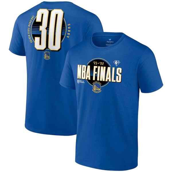 Men's Golden State Warriors #30 Stephen Curry 2022 Royal NBA Finals Name & Number T-Shirt