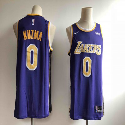 Men's Los Angeles Lakers #0 Kyle Kuzma New Purple Wish Stitched NBA Jersey