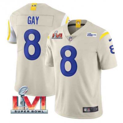 Men's Los Angeles Rams #8 Matt Gay 2022 Bone Super Bowl LVI Vapor Limited Stitched Jersey