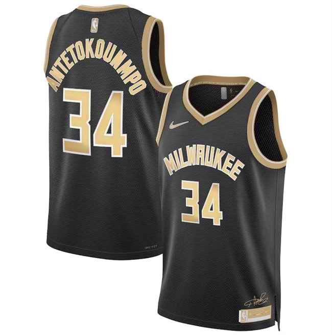 Men's Milwaukee Bucks #34 Giannis Antetokounmpo Black 2024 Select Series Stitched Basketball Jersey