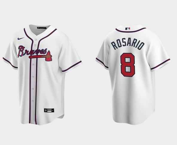 Men's Atlanta Braves #8 Eddie Rosario White Cool Base Stitched Jersey