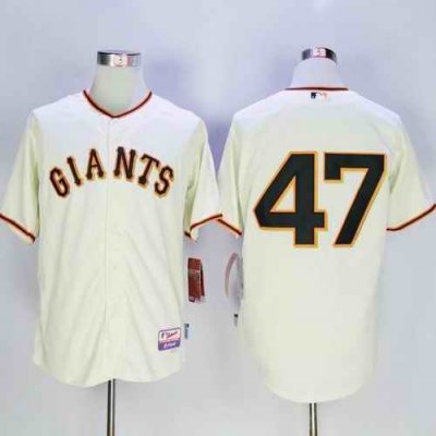 Giants #47 Johnny Cueto Cream Cool Base Stitched MLB Jersey