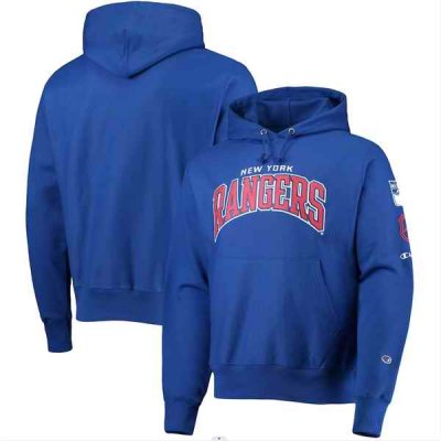 Men's New York Rangers Champion Blue O&B Capsule II Pullover Hoodie