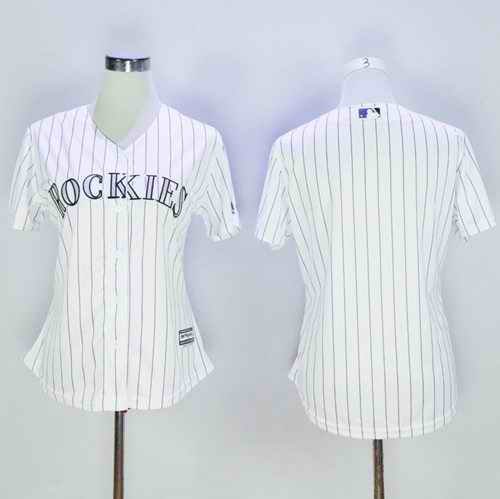 Rockies Blank White Strip Women's Home Stitched MLB Jersey