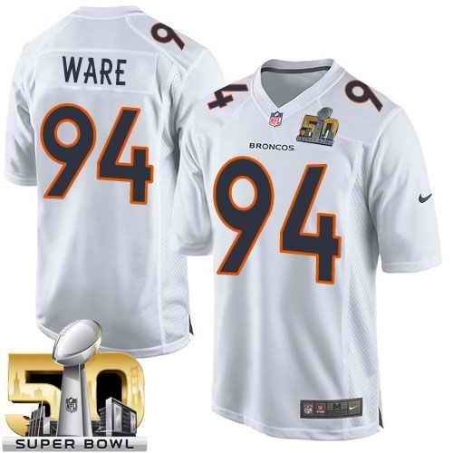 Nike Broncos #94 DeMarcus Ware White Super Bowl 50 Men's Stitched NFL Game Event Jersey