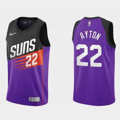 Men's Phoenix Suns #22 Deandre Ayton Purple/Black Earned Edition Stitched Jersey