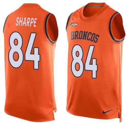 Nike Broncos #84 Shannon Sharpe Orange Team Color Men's Stitched NFL Limited Tank Top Jersey