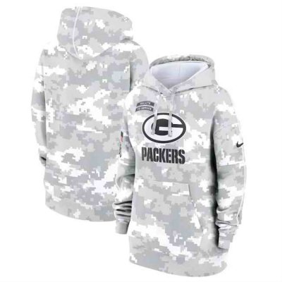 Women's Green Bay Packers 2024 Arctic Camo Salute To Service Club Fleece Pullover Hoodie(Run Small)