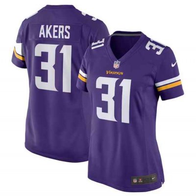 Women's Minnesota Vikings #31 Cam Akers Purple Stitched Jersey(Run Small)