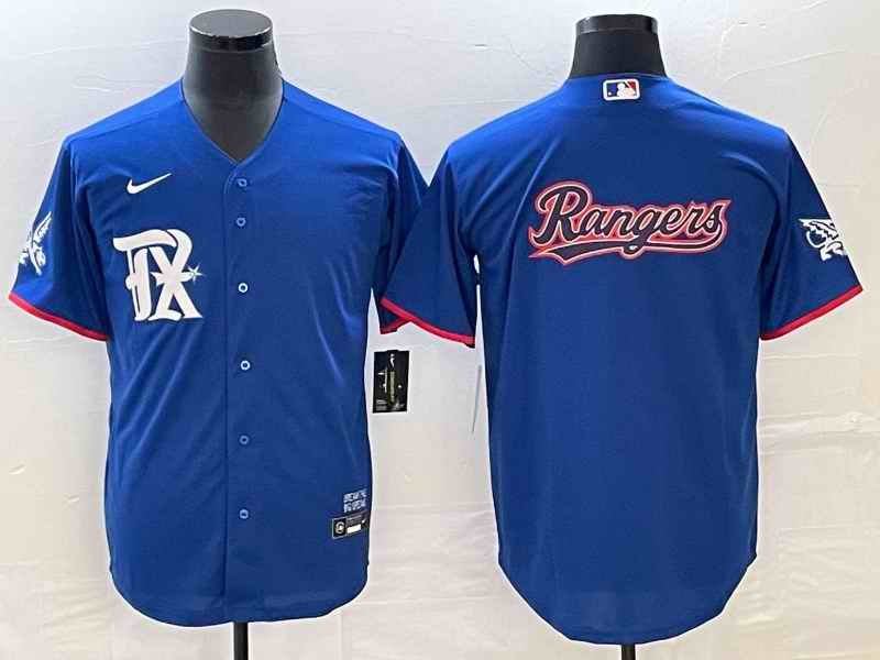 Men's Texas Rangers Royal Team Big Logo 2023 City Connect Stitched Baseball Jersey