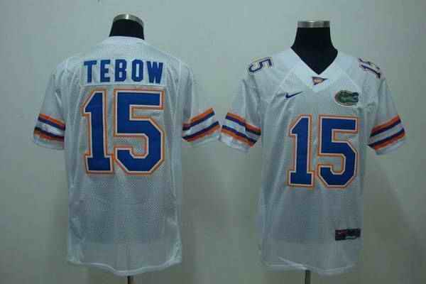 Gators #15 Tim Tebow White Stitched NCAA Jersey