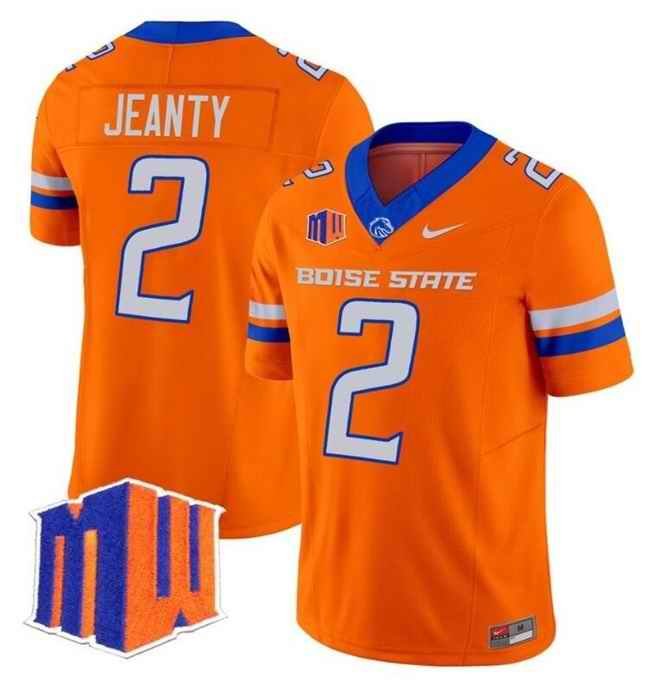 Men's Boise State Broncos #2 Ashton Jeanty Orange 2024 F.U.S.E. Vapor Limited Stitched Football Jersey