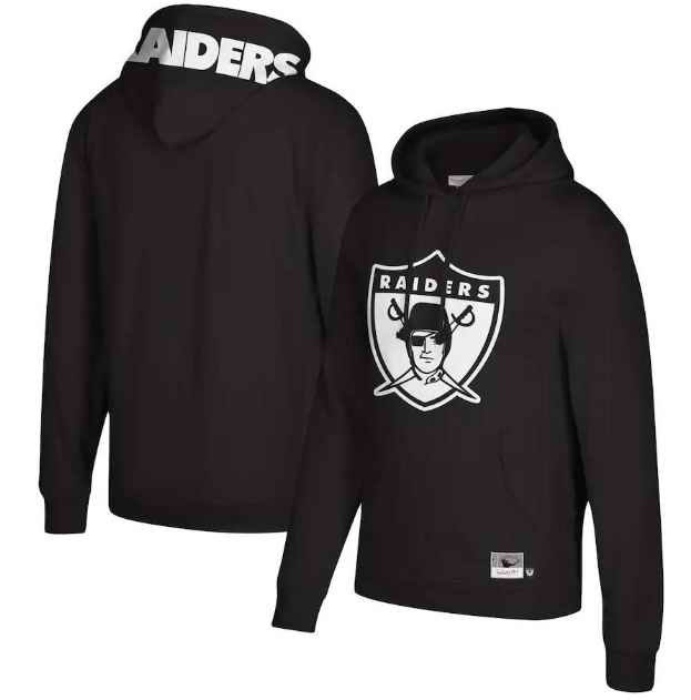 Men's Las Vegas Raiders Black Mitchell & Ness Logo Big Face Pullover Hoodie