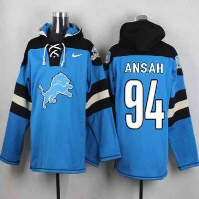 Nike Lions #94 Ziggy Ansah Blue Player Pullover NFL Hoodie