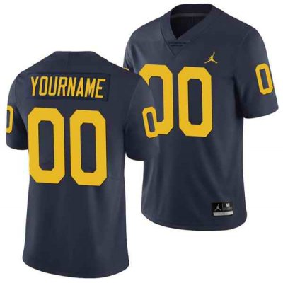 Youth Michigan Wolverines Custom Navy Stitched Jersey