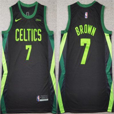 Men's Boston Celtics  #7 Jaylen Brown Black 2024 City Edition Stitched Basketball Jersey