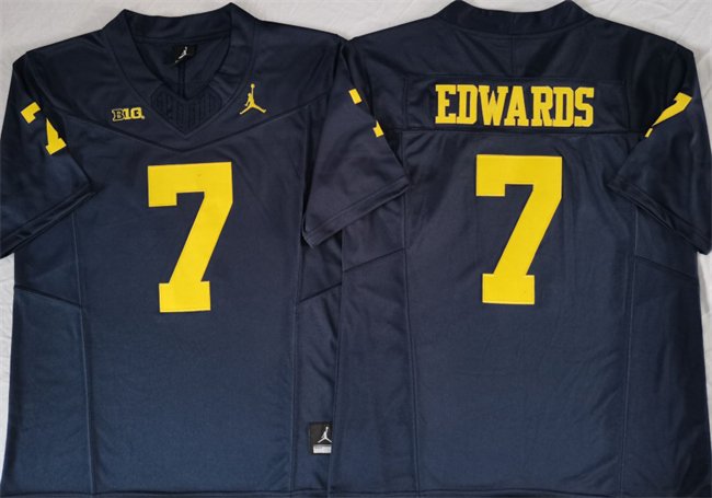 Men's Michigan Wolverines #7 Donovan Edwards 2023 F.U.S.E. Navy Stitched Jersey